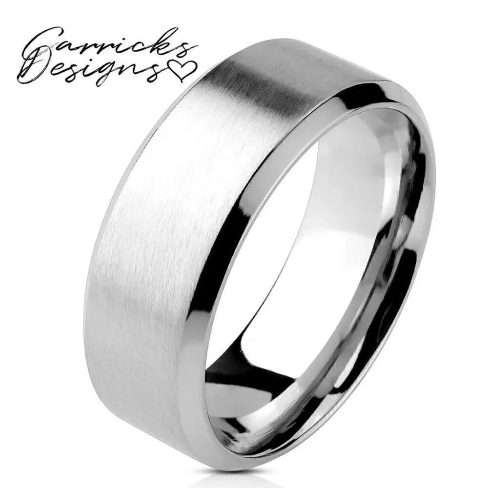 Men's Traditional Silver Promise Ring - Step Edges Guys Pinky Promise Ring - Picture 10 of 10